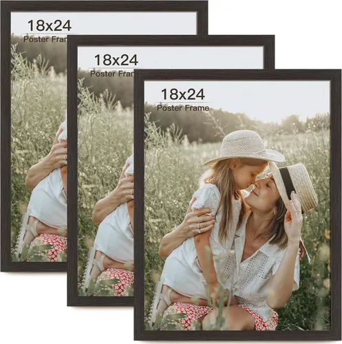 Miniatura 9 de Momentworth Portarretratos de 4 x 6 pulgadas con paspartú para 3.5 x 5 pulgadas, marcos de fotos con grano de madera negra envejecida para pared