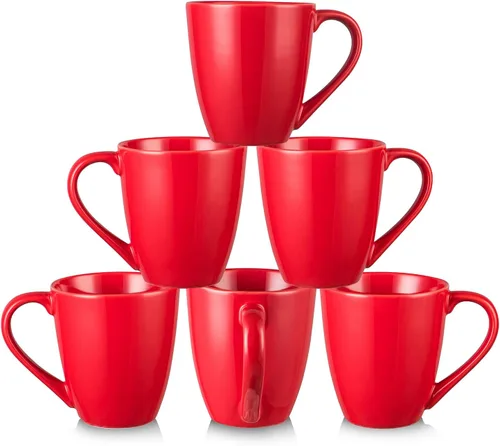 Miniatura 6 de vicrays Juego de tazas de café, 11 onzas, juego de 6, tazas de cerámica para hombres y mujeres, tazas esmaltadas únicas con asa para café, té, Negro