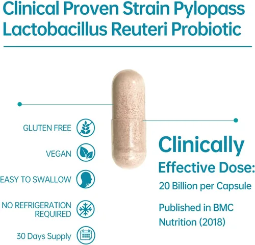 Miniatura 2 de purmeo MagenVital Pylopass H. Pylori Suplemento probiótico - 1 por día - Gastritis, reflujo ácido, acidez estomacal, reparación del revestimiento