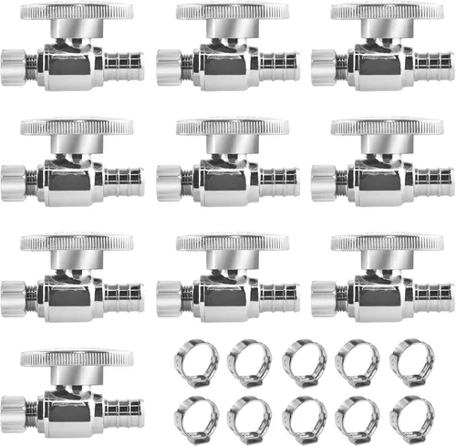 Miniatura 7 de Válvula de Parada Angular WiseWater 1/2" FNPT x 3/8" OD de Compresión, Válvula de Cierre de Inodoro de Cuarto de Vuelta de Latón Cromado para Baño