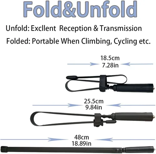 Miniatura 4 de BAOFENG UV-5R - Antena táctica plegable para radio bidireccional GMRS de 18.9 in/18.8 pulgadas de doble banda VHF UHF SMA-Hembra de largo alcance 2