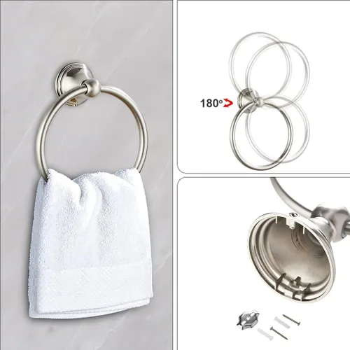 Miniatura 3 de Newfun Juego de 8 accesorios de baño de níquel cepillado para baño, juego de accesorios de baño, 2 toalleros de 24 pulgadas para baño, 2 soportes