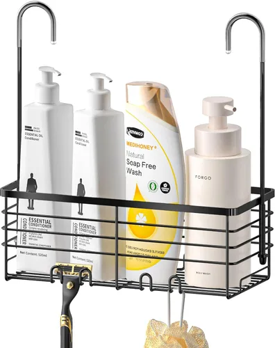 Miniatura 9 de SHANSHUI Organizador de Ducha Colgante, Organizador Doble para Baño, Cesta Organizadora de Ducha, Soporte para Champú, Estante de Ducha sobre Puerta
