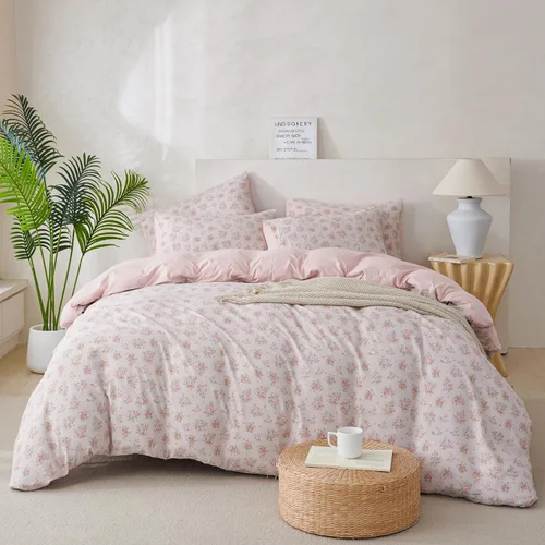 Miniatura 19 de Jane yre Funda de Edredón Queen de Flores de Microfibra Cepillada 3 Piezas Juego de Ropa de Cama Floral Queen Estilo Jardín Patrón Floral Azul Funda