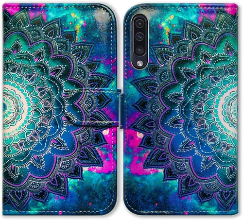 Miniatura 15 de Bcov Funda para Galaxy A50, color verde pájaro negro con tapa y ranura para tarjeta de crédito, soporte para tarjeta de identificación con función