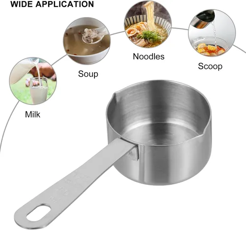 Miniatura 4 de Hemoton Mini sartén, calentador de mantequilla de acero inoxidable con boquilla de vertido, mini olla calentadora de leche, fusión de chocolate