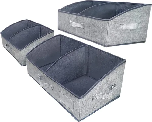 Miniatura 8 de Paquete de 3 contenedores de almacenamiento para armario, caja de almacenamiento grande trapezoidal, cestas de tela plegables para organizar ropa