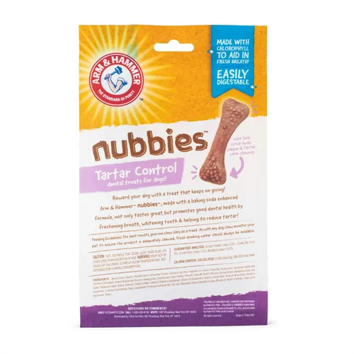 Miniatura 3 de Arm & Hammer for Pets Nubbies Golosinas Dentales Bicarbonato de sodio Calcio Nubbed Texture Scrubs Placa Tartar Sabor Pollo Refresca el Aliento