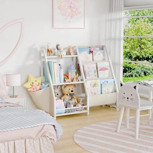 Miniatura 9 de LATIBELL Estantería infantil de 3 niveles y almacenamiento de juguetes, estante para libros para niños, estantería Montessori para niños pequeños