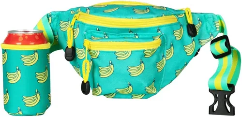 Tipsy Elves DARE - Riñonera de neón para raves, festivales musicales y fiestas de disfraces, Plátano Verde Habana