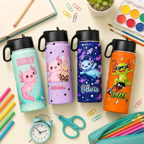 Miniatura 2 de Personalized Kids Water Bottles with Name for School Double Wall Custom 18 oz Stainless Steel Insulated Water Cup with Straw Lid Customized Gifts