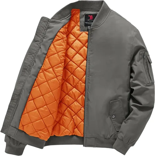 Miniatura 9 de Gopune - Chaqueta bomber para hombre, cortaviento, cálida, resistente al agua, rompevientos, abrigo de invierno, chaquetas acolchadas