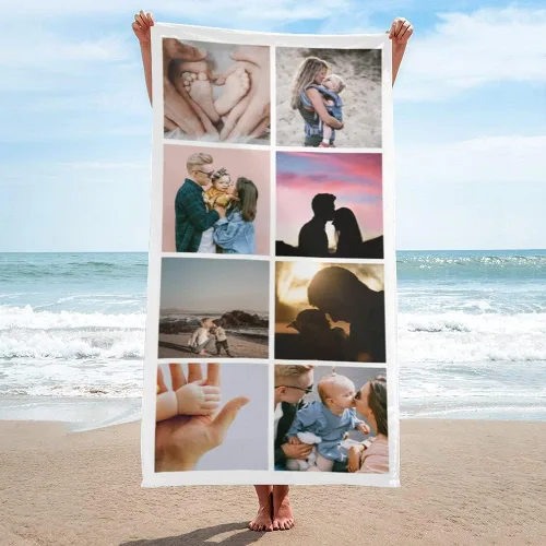 Shapoo Toalla de playa con foto personalizada, foto personalizada/fondo/texto, divertida toalla de baño de microfibra personalizada para Ocho Foto