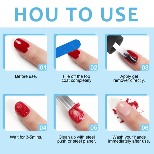 Miniatura 8 de Quitaesmalte Rápido para Esmalte de Uñas en Gel, Quitaesmalte de Gel Mágico Elimina Fácilmente el Esmalte en 3 Minutos, Sin Remojo ni Envoltorio