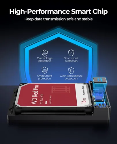 Miniatura 3 de ORICO Caja para disco duro externo de 3.5 pulgadas, SATA III a USB 3.1 tipo C para HDD, instalación sin herramientas, compatible con UASP