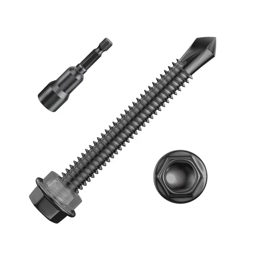 Miniatura 21 de Wensilon (250Pcs) #8×1" Tornillos autoperforantes de cabeza hexagonal con arandela, tornillos de acero inoxidable 410 para chapa metálica, tornillos