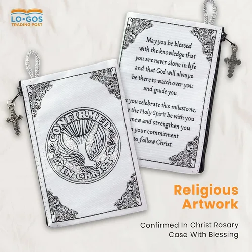 Miniatura 86 de Bolsa de rosario católico, estuche de rosario de bautismo para niños con números 6:24-26, versículo de la Biblia, 4 x 6 pulgadas, joyería y monedero