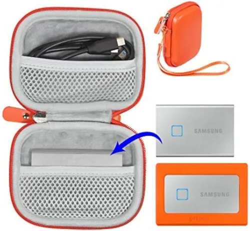 Miniatura 7 de getgear Parachoques de silicona para Samsung T7, T7 Touch SSD portátil - 1TB, 2TB, 500GB, USB 3.2, fuerte absorción de golpes, antideslizante, negro