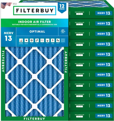 Miniatura 13 de Filterbuy Filtro de aire de 8 x 14 x 1 pulgadas MERV 13 de defensa óptima (paquete de 12), filtros de aire de repuesto plisados HVAC para calderas