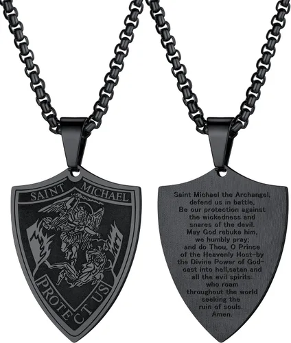 Miniatura 129 de U7 Saint Benedict/Michael Medal Necklace, 316L Stainless Steel Virgin Mary Necklace for Men Women, Bible Verse Protection Necklace Catholic