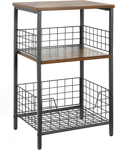 Miniatura 9 de X-cosrack Mesa Auxiliar, Mesa Pequeña de Extremo con Soporte para Tocadiscos y Almacenamiento, Soporte Nocturno para Discos de Vinilo para Sala