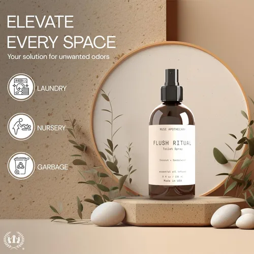 Miniatura 7 de Muse Apothecary Flush Ritual - Aerosol para inodoro aromático y refrescante, usar antes de ir, 2 onzas, infundido con aceites esenciales naturales