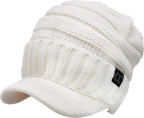 Miniatura 2 de C.C Gorro de punto acanalado de gran tamaño con visera