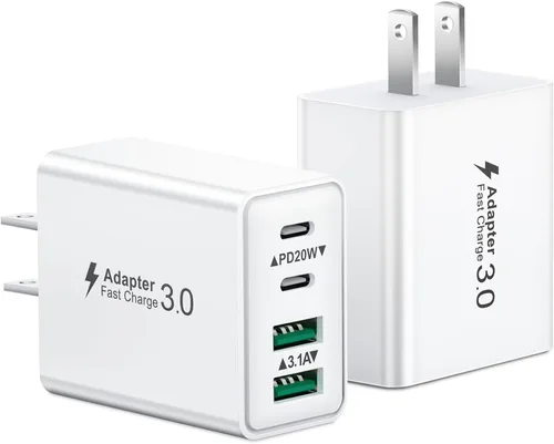 Miniatura 16 de Bloque de carga USB C, cargador de pared USB C de 40 W, adaptador de corriente PD de doble puerto, enchufe de pared QC USB C, bloque de carga rápida