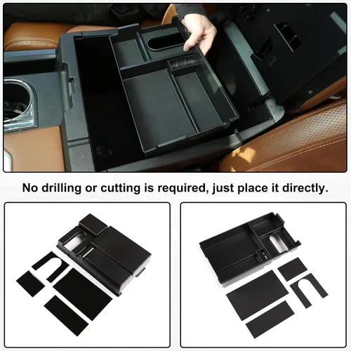 Miniatura 4 de Caja de almacenamiento para reposabrazos de automóvil, compatible con Toyota Tundra 2007-2021/Sequoia 2008-2020, bandeja organizadora de consola