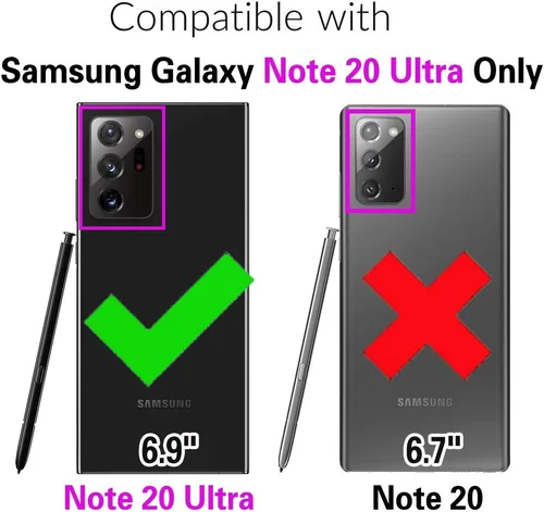 Miniatura 2 de Asuwish Funda compatible con Samsung Galaxy Note 20 Ultra Glaxay Note20 Plus 5G, protector de pantalla de vidrio templado, soporte para tarjetas