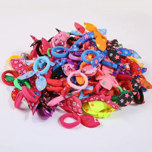 Miniatura 5 de XIMA Juego de accesorios para el pelo de perro, 100 piezas coloridas de orejas de conejo con bandas elásticas, lazos de aseo para mascotas para 100