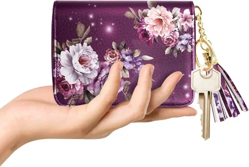 Miniatura 3 de Billetera pequeña para tarjetas de crédito RFID con purpurina linda para mujer