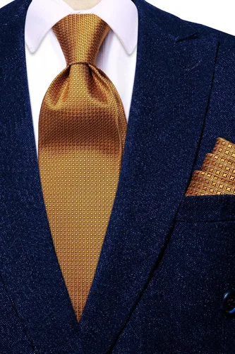 Miniatura 252 de Hi-Tie Corbata clásica de cachemira para hombre con pañuelo y gemelos a cuadros