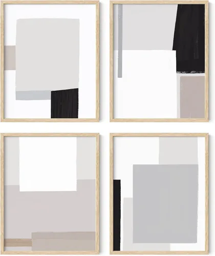 Miniatura 34 de HAUS AND HUES Arte abstracto para pared en blanco y negro, juego de 4 pósteres minimalistas en blanco y negro para paredes, pósteres estéticos Juego