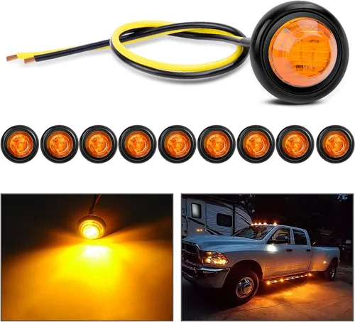 Nilight TL-03 juego de 10 luces LED redondas de 3/4" de gálibo, luces indicadoras delanteras, traseras y laterales, luces de marcador para camión,