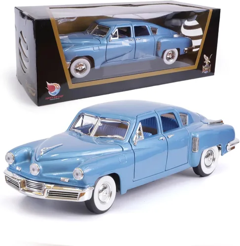 1948 Tucker Torpedo Escala 1/18 Modelo de Metal Fundido a Presión Premium Colección Clásica Vintage de Aleación de Coches con Vitrina, para Hombres
