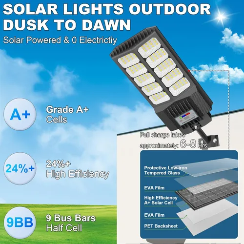 Miniatura 2 de Nuevas luces solares de calle de 6500 W para exteriores, impermeables - Luz solar comercial para exteriores, 200 piezas de LED de alta luminosidad
