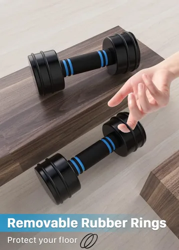 Miniatura 6 de Northdeer Juego de mancuernas de acero ajustables con revestimiento negro con asas de espuma para entrenamiento de gimnasio en casa, entrenamiento