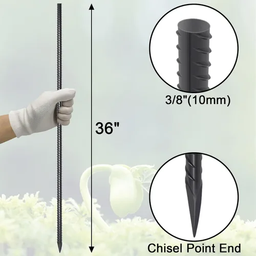 Miniatura 2 de VVOKGO Estacas de Varilla de 36 Pulgadas Paquete de 16 Estacas para Formas de Concreto Anclajes Rectos Resistentes para Suelo, Picos de Acero