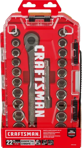 Miniatura 3 de CRAFTSMAN CMMT12030 - Juego de herramientas mecánicas, transmisión de 1/2 pulgadas, SAE/métrico, 22 piezas