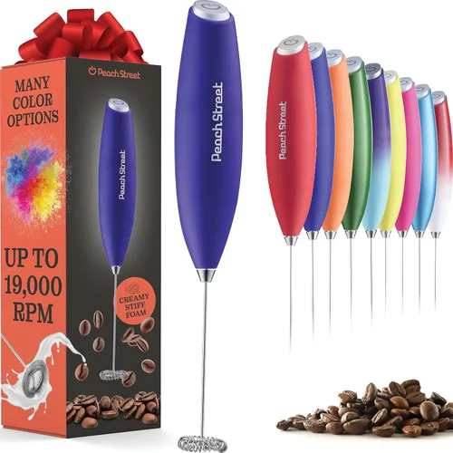 Miniatura 18 de Potente espumador de leche de mano, mini espumador de leche, funciona con pilas (no incluida), mezclador de bebidas de acero inoxidable para café