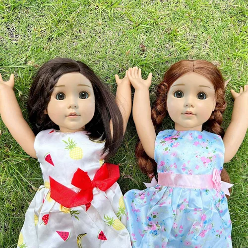 Miniatura 4 de 5 juegos de vestido de novia de muñeca de 18 pulgadas, ropa de moda y accesorios, 1 vestido de novia con velo, 4 vestidos de muñeca de satén, regalo