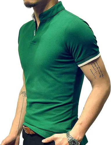 Miniatura 5 de LOGEEYAR - Polo de piqué para hombre manga corta ajustado de algodón