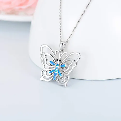 Miniatura 2 de Collar con medallón con diseño de libélula de abeja y búho de mariposa para cualquier foto