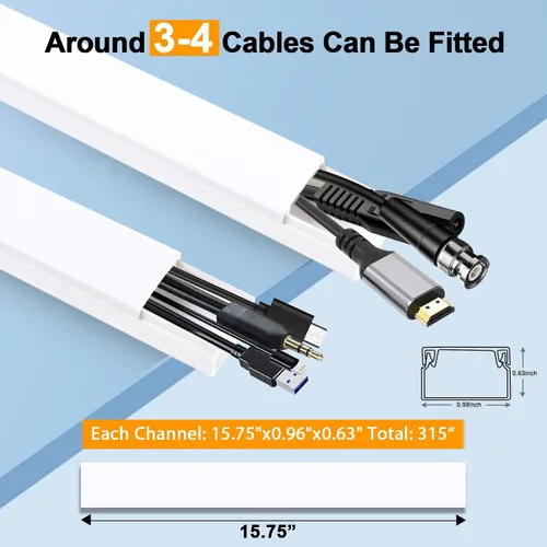 Miniatura 2 de RAZCC - Kit de cubierta de cables de 315 pulgadas para gestión de cables, cubiertas de alambre para cables, cubiertas de cables para cables