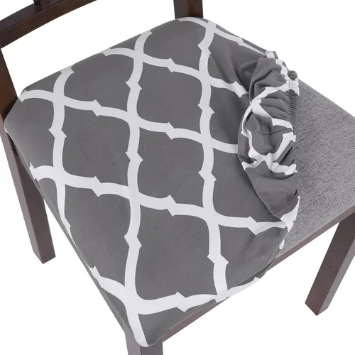 Miniatura 26 de SearchI Fundas de Asiento para Sillas de Comedor Elásticas con Estampado Juego de 6 Fundas de Asiento de Silla, Protector de Cojín de Silla Tapizada