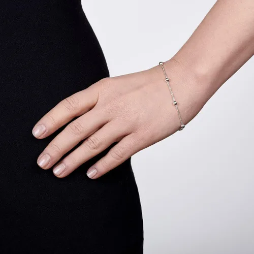Miniatura 8 de Amberta Pulsera de plata de ley 925 1.4 Singapur con cuentas de bola de 0.157 in, 7 pulgadas, 7.5 pulgadas