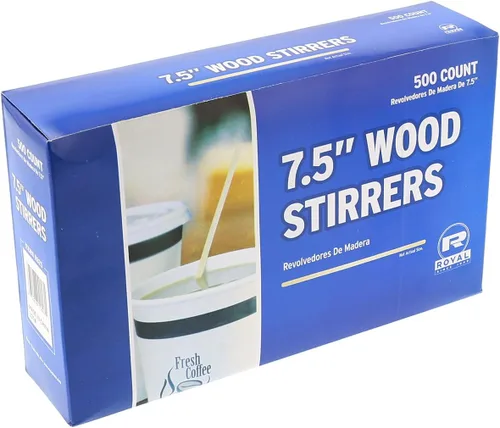 Miniatura 4 de Royal Agitadores de café de madera de 7.5 pulgadas, caja de 5000