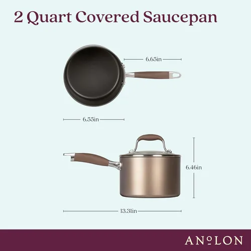 Miniatura 37 de Anolon Advanced Home Sartén/Cacerola de Salsa Cónica Antiadherente Dura Anodizada, 4.5 Cuartos de Galón (Moonstone)
