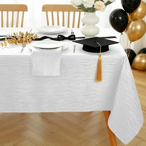 Miniatura 10 de MATIRUG Mantel de jacquard negro, tela de mesa suave y sin arrugas, resistente a derrames y con textura para graduación, cocina, comedor, decoración